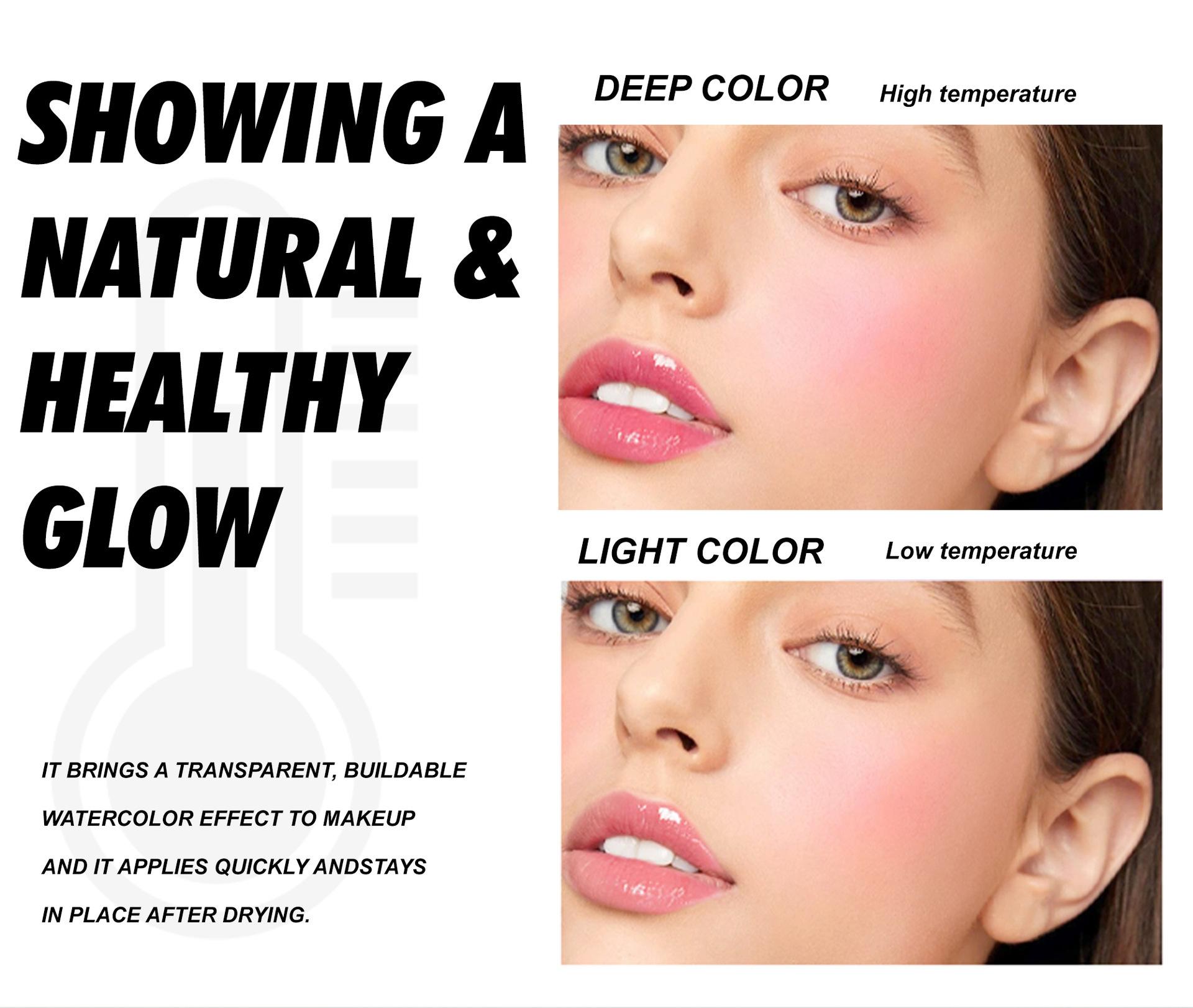 Temperature Changing Jelly Blush Stick, Multi-use Matte Cream Blush for Blush, Highlight & Contour