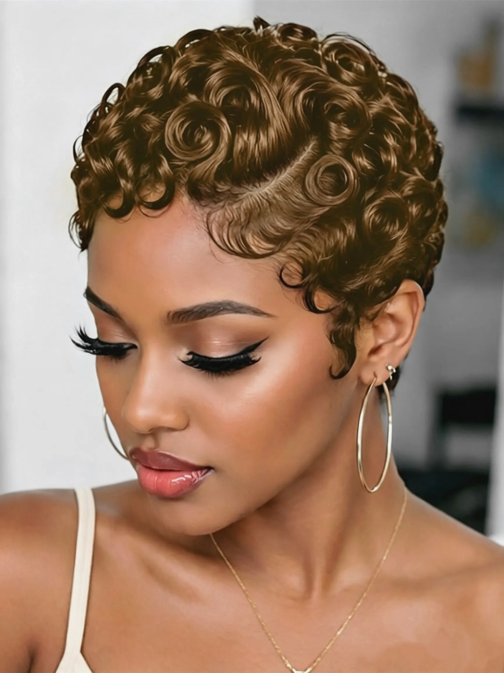 pixie cut wig pixie wig 13x4 lace  black  color short curly human hair wig daily party cosplay gift use hair wig for women  Party holidays gift wig Natural Looking Wigs Real Human Hair Wigs