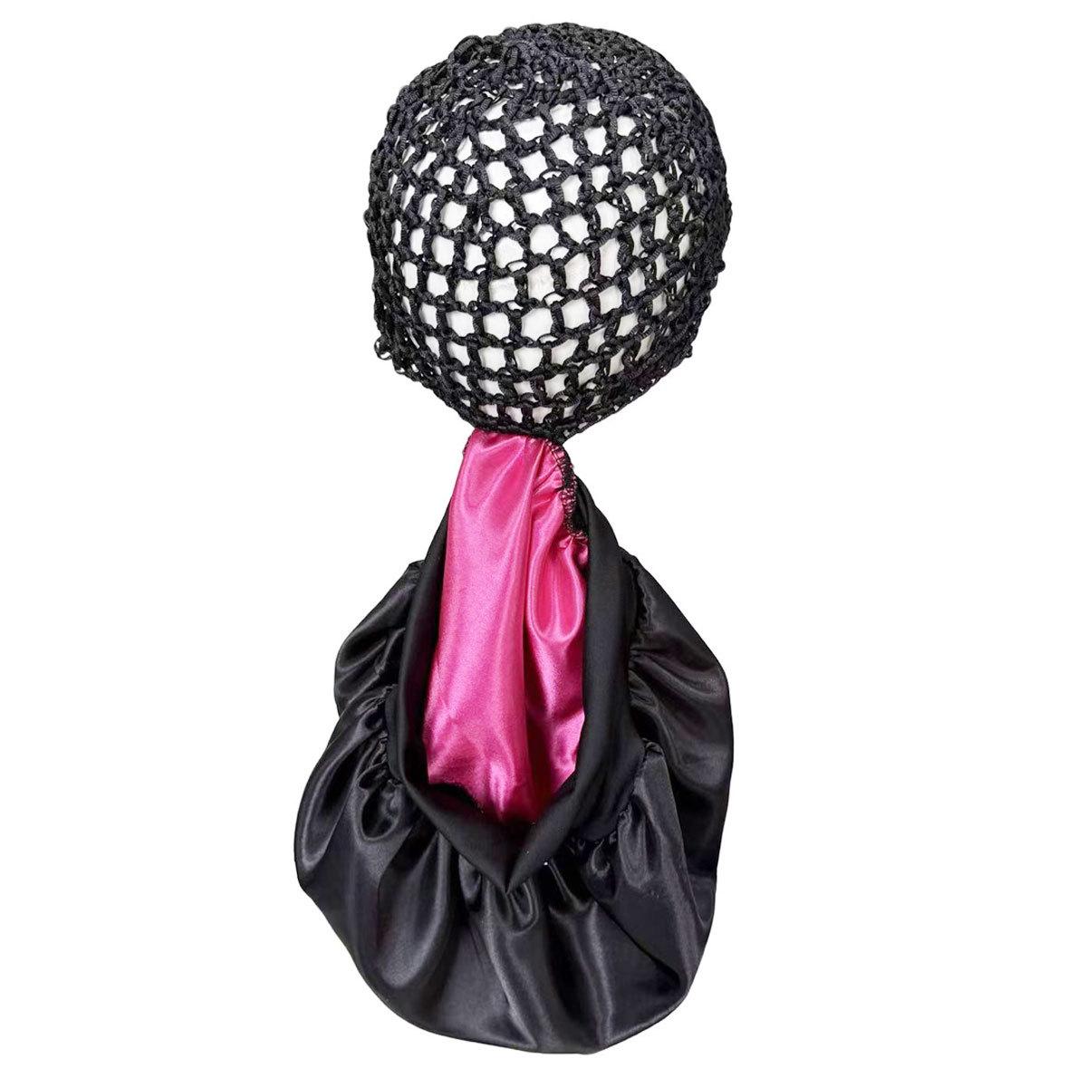 2-In-1 Satin Bonnet with Hairnet, Adjustable Wrap Cap for Curly/long Hair, Reversible Shower Cap, Reduces Frizz & Split Ends, Travel Friendly
