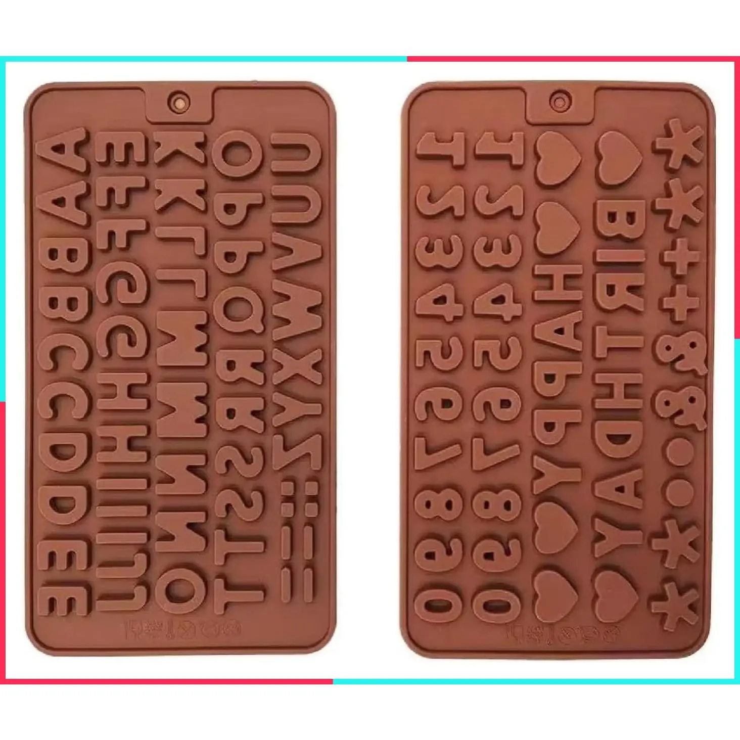 Silicone Alphabet Letter & Number Molds, 2 Pack Reusable Non-Stick Chocolate Gummy Candy Molds for Birthday Cake Decorating with Dropper