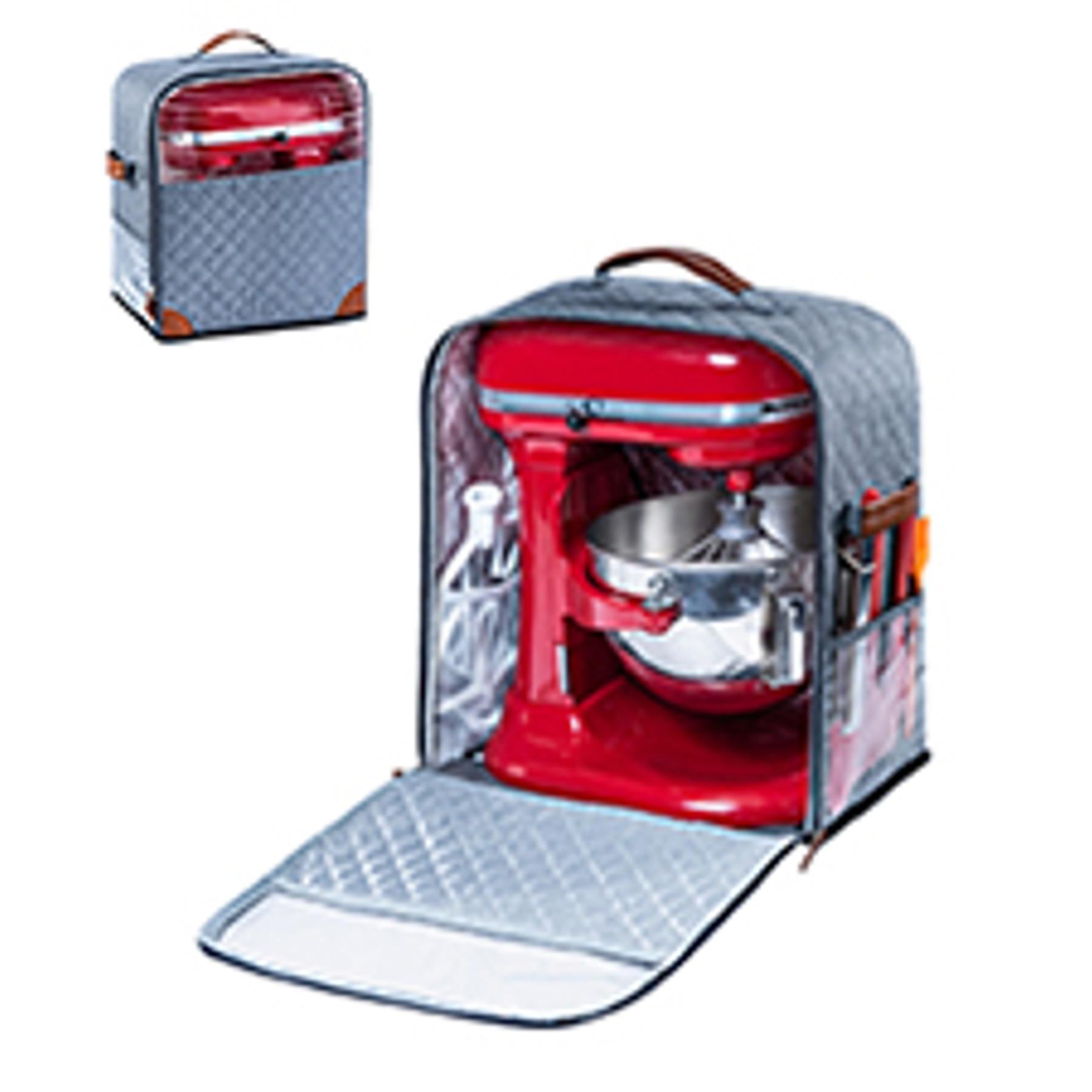 Stand Mixer Cover with Detachable Appliance Sliders Base Compatible with KitchenAid Mixer-Storage Bag for 6/7/8 Quart with Pockets for Kitchen Aid Accessories and Attachments