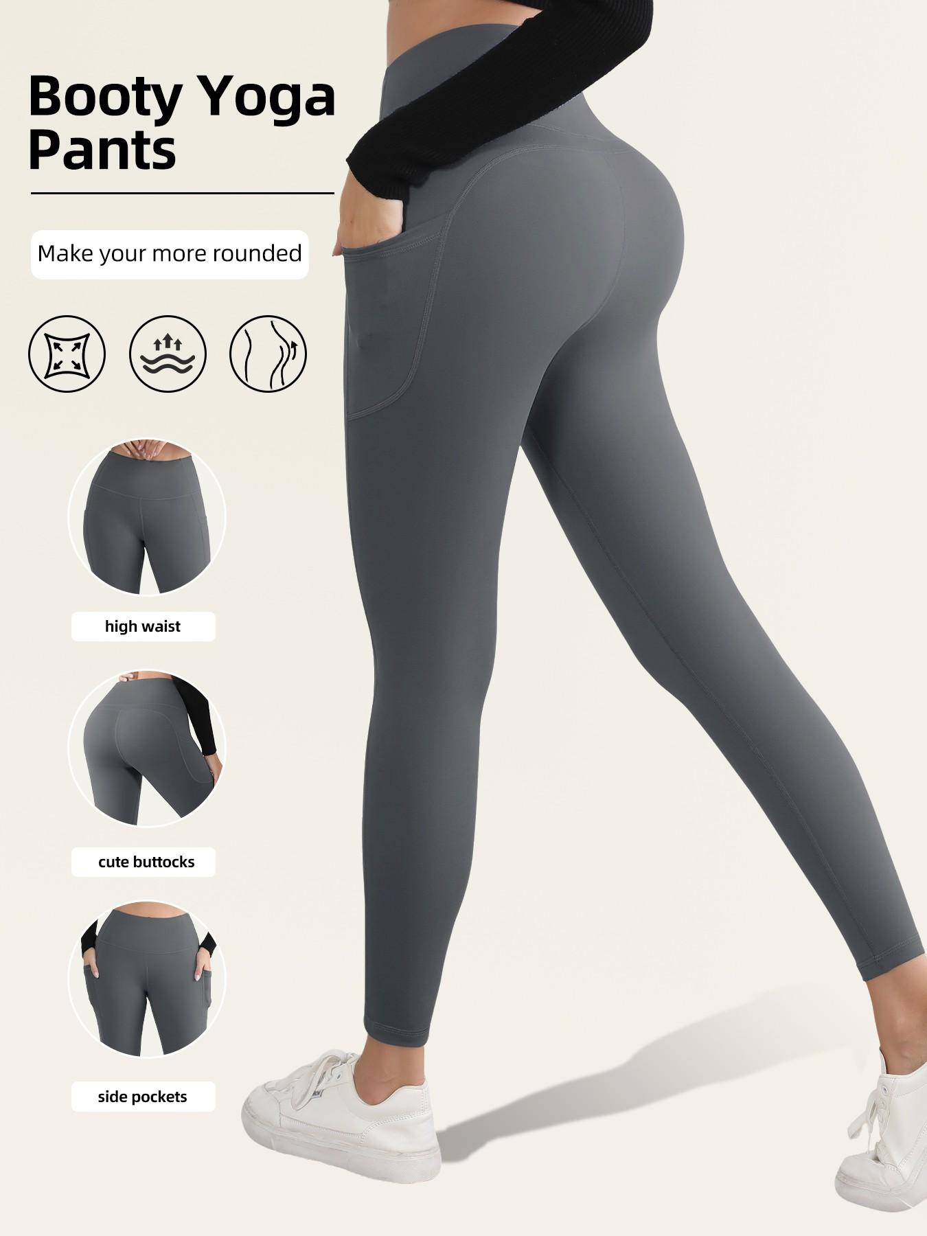 Women's High Waisted Yoga Leggings with Side Pockets, Comfortable Gym and Fitness Yoga Pants, Fashion Sportswear for All Seasons, Gym Sportswear Bottoms