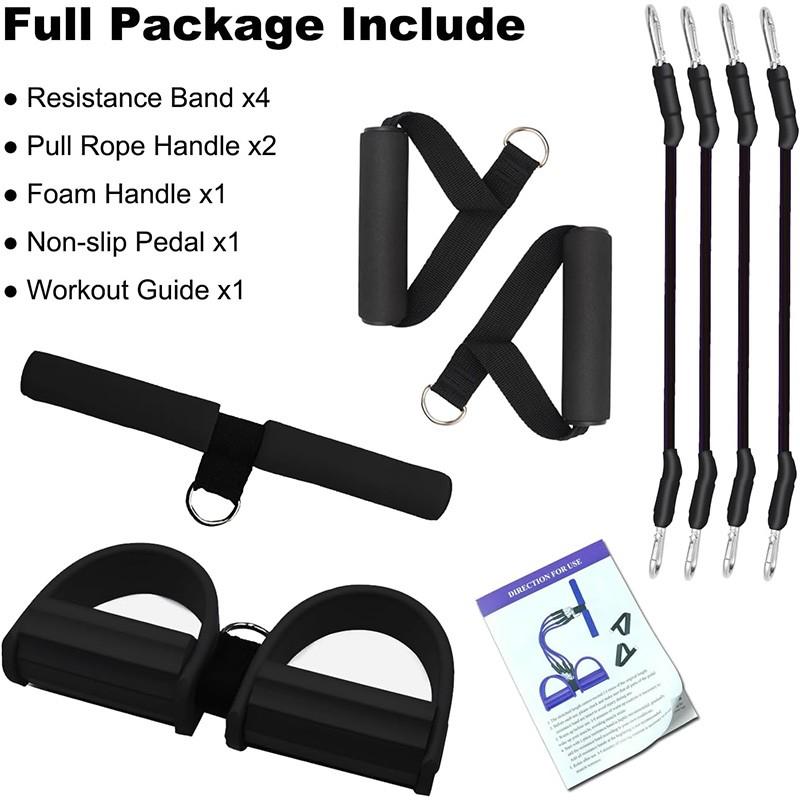 Multi-Functional Foot Resistance Band Set, Full Body Exercise, Sit-Up Aid, Leg and Abdominal Training, Stackable Home Gym Equipment