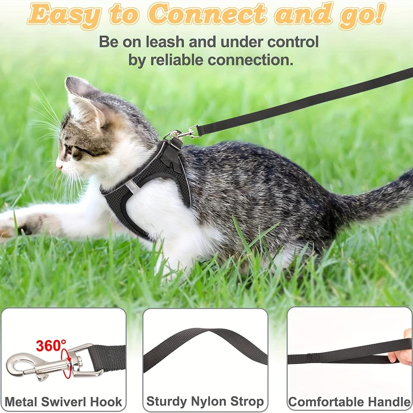Escape Proof Cat Harness with Reflective Leash, Adjustable Pet Vest for Cats & Small Dogs, Comfortable Walking Harness for Outdoor Use