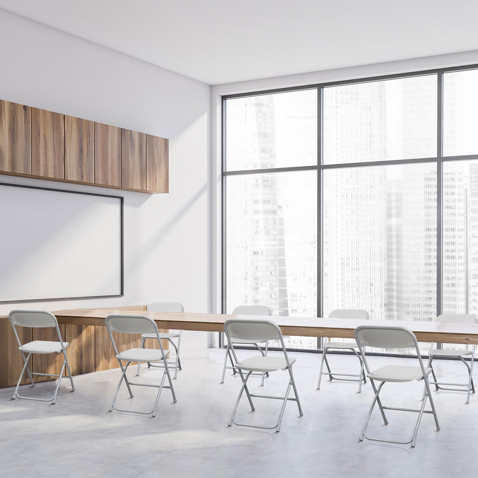 Outvita 4/6/10 Pack White Black Plastic Folding Chair, Indoor Outdoor Portable Stackable Commercial Seat with Steel Frame 350lb. Capacity for Events Office Wedding Party Picnic Kitchen Dining