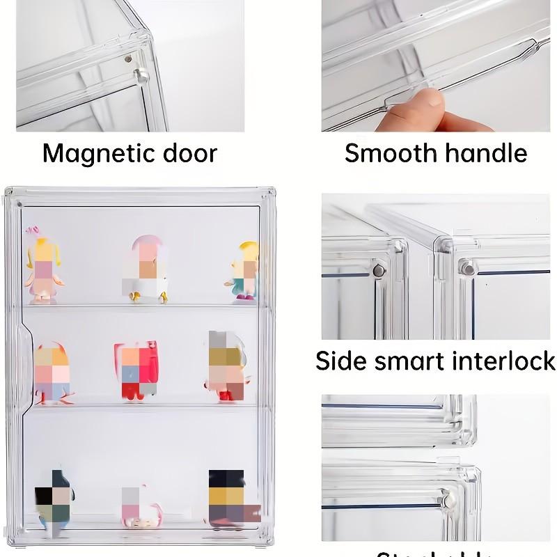 3-Tier Transparent Display Cabinet with Magnetic Door, Heavy-Duty Acrylic, Space-Saving Organizer, Modern Design, Holiday Gift, Retail Store