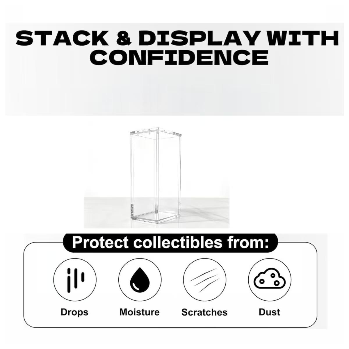 5mm Thick Acrylic Magnetic Closure Display Box, Stackable Transparent Acrylic, Safe Magnet Design, Card and Collection Secure Storage Holder