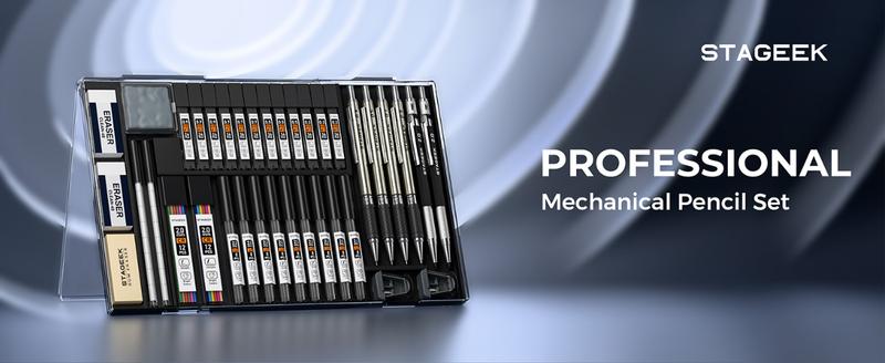 STAGEEK 6 Pack Art Mechanical Pencil Set, Drafting Pencil,3Pack Metal Drafting Pencil 0.5 mm & 0.7 mm & 0.9 mm & 3Pack 2mm Graphite Lead Holder (2B HB 2H)  with 492PCS Leads (6B 4B 2B HB 2H 4H Color)For Writing, Sketching Drawing With Lead Refills Case