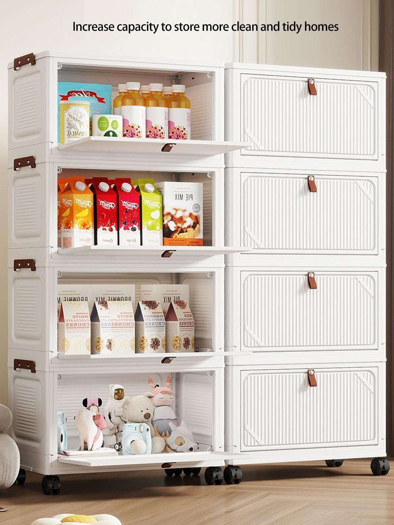 Foldable Plastic Storage Cabinet, Multi-Layer Table Under Desk Organizer, Home Living Room Toy Snack Rack, No Installation Required