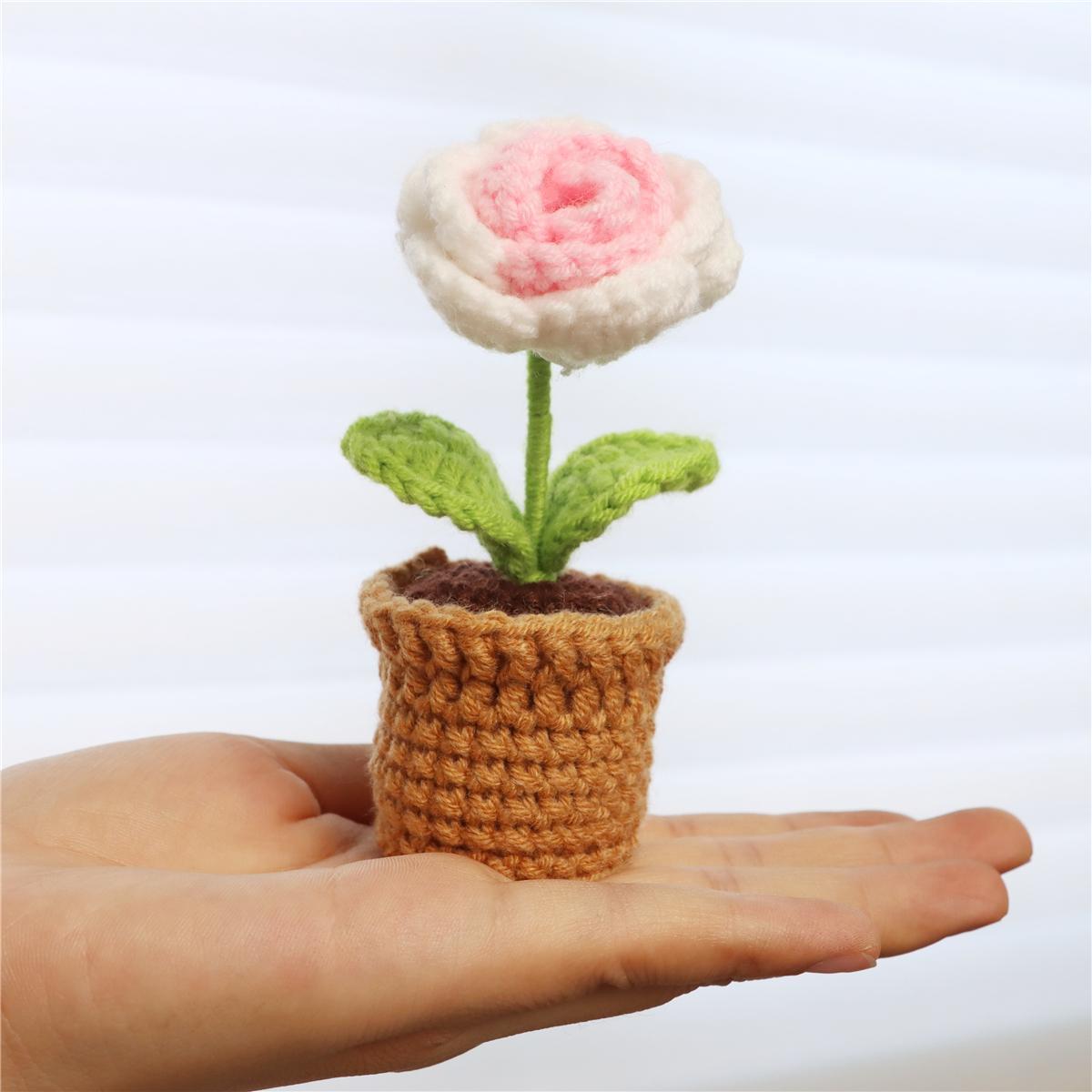 Crochet Flower Pot, 1 Count Handmade Knitting Flower Pot, DIY Decorative Flower Pot for Home & Party Decoration, Ideal Gift Choice, Handmade Crochet Flowers