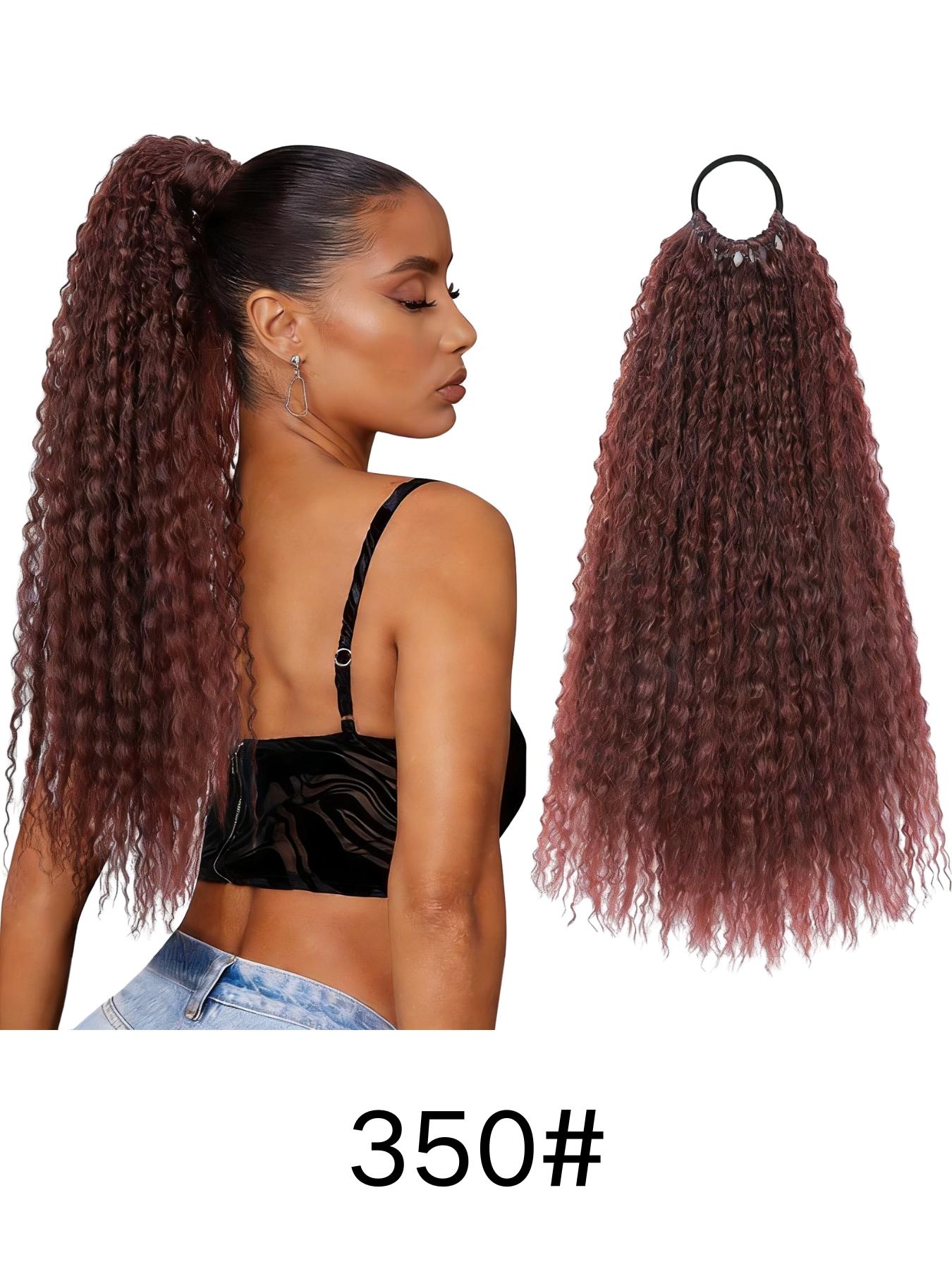 African Braided Hair Extension, Long Curly Corn Silk Ponytail, 12 Strand Screw Roll Messy Dreadlocks, Suitable for Daily Wear