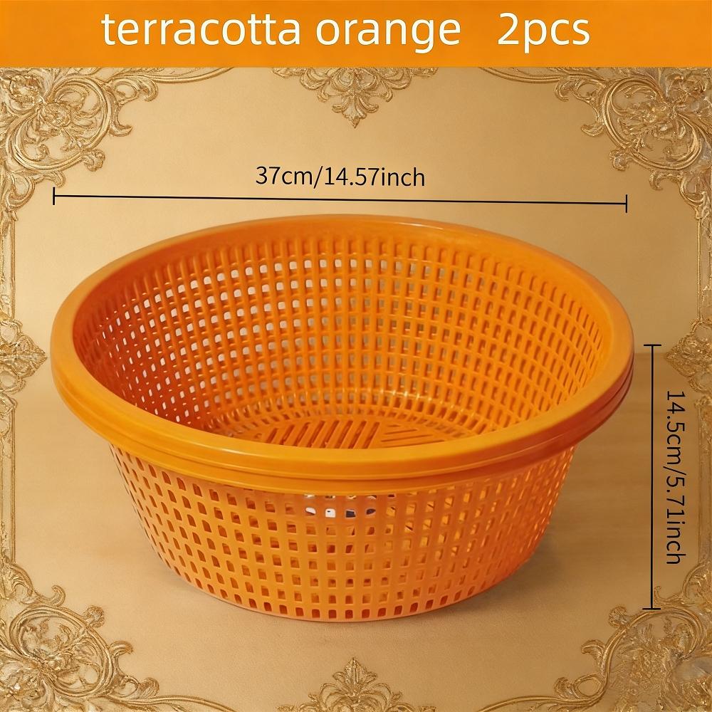 2pcs Stackable Round Plastic Colanders, Thickened Mesh with Drain Holes, Kitchen Multi-Functional Cleaning Basket, Space-Saving Design