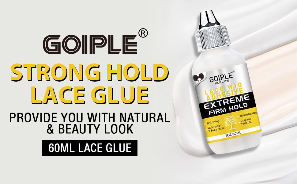 【Valentinesdaygift】Goiple Waterproof Lace Glue for Wigs - 60ML Strong Hold, Fast Dry Transparent Glueless Straight Hair Hair Weft Extensions