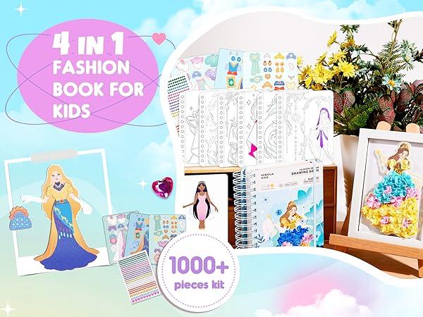 Jar Melo Poke-in 4-in-1 Diamond Painting Kits & Art Magic Princess Craft Kit Stuffers Watercolor DIY Gifts for Girls Handicraft Activities Easter Gifts Embroidery Design Set