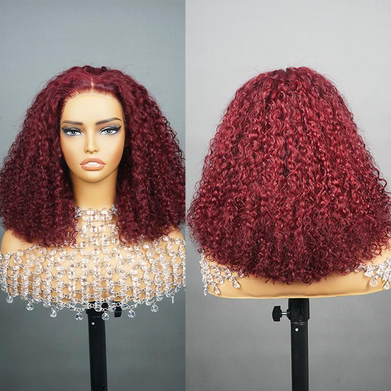 Midulla Balayage Highlight Kinky Curly Glueless Wigs Human Hair Wear and Go Pre Cut 6x4 Lace Closure Wigs Pre Bleached Ombre Brown Lace Front Wig Springtock