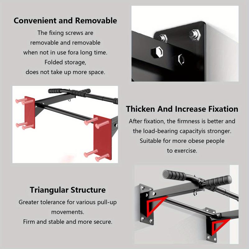 Industrial-Strength Wall Mounted Pull Up Bar | 1100LB Load Capacity, Multifunction Home Workout Station with Hanging Straps, Suitable for Weighted Pull-Ups, Dips & Body Stretching – Black, Commercial Grade Equipment