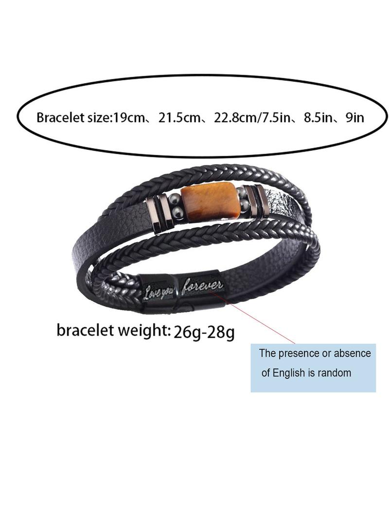 Men's Fashion Braided Textured Design Layered Bracelet, PU Jewelry for Party, Daily Decor, Trendy All-match & Exquisite Jewelry for Birthday Gift, Stackable Bracelets