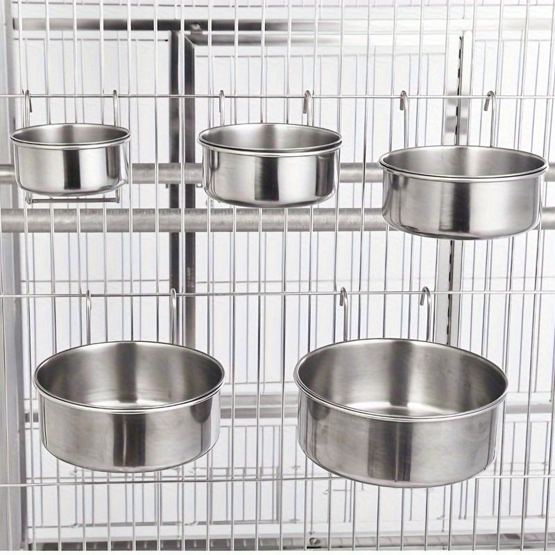 A non-spillable stainless steel hanging dog bowl with gripper, Hanging Feeder, hanging dog cage feeding basin to protect the neck