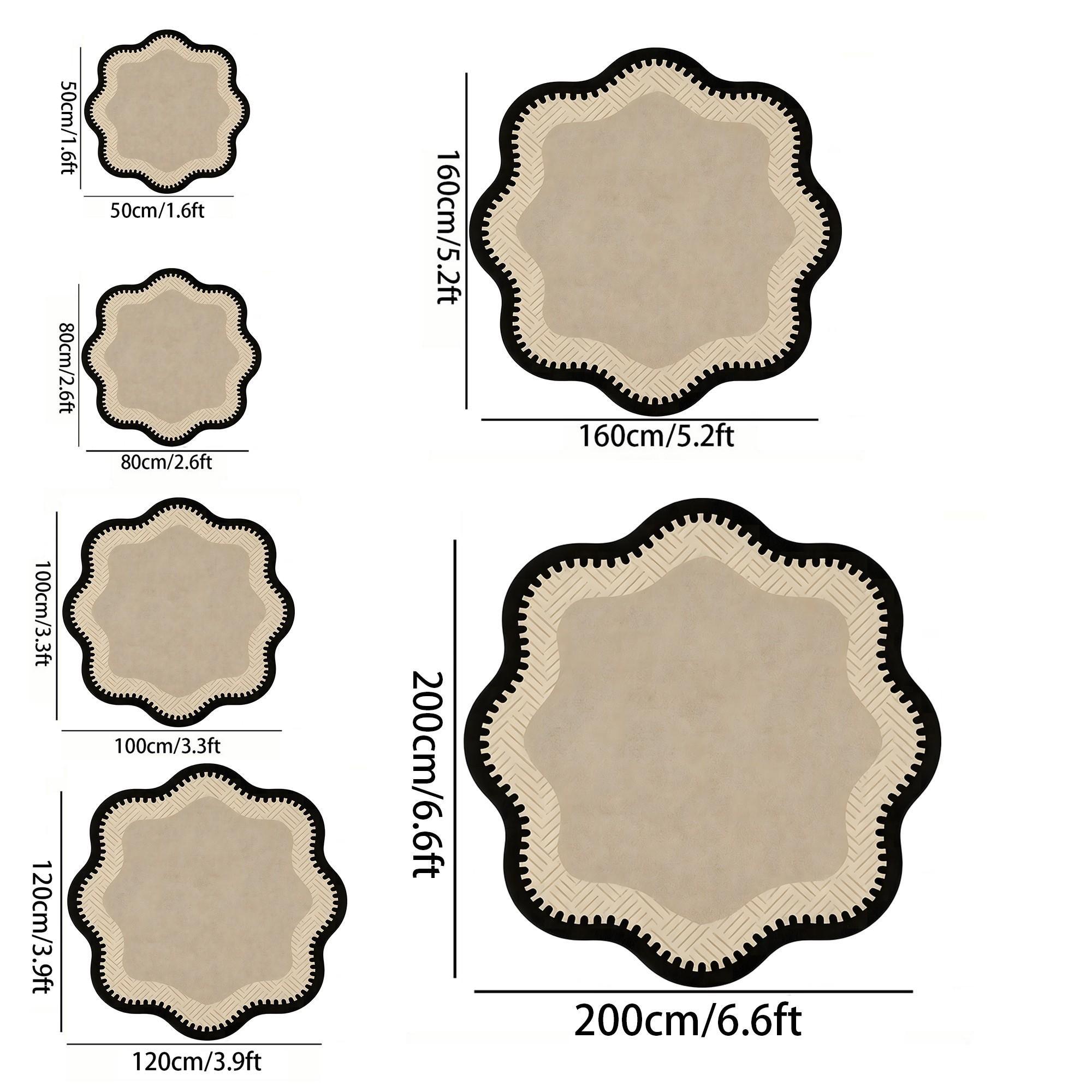 Irregular Wave Edge Carpet for Living Room Bedroom, Creative Luxury Fashion Art Washable Plush Rug, Home Decor for Sofa Bed Coffee Table