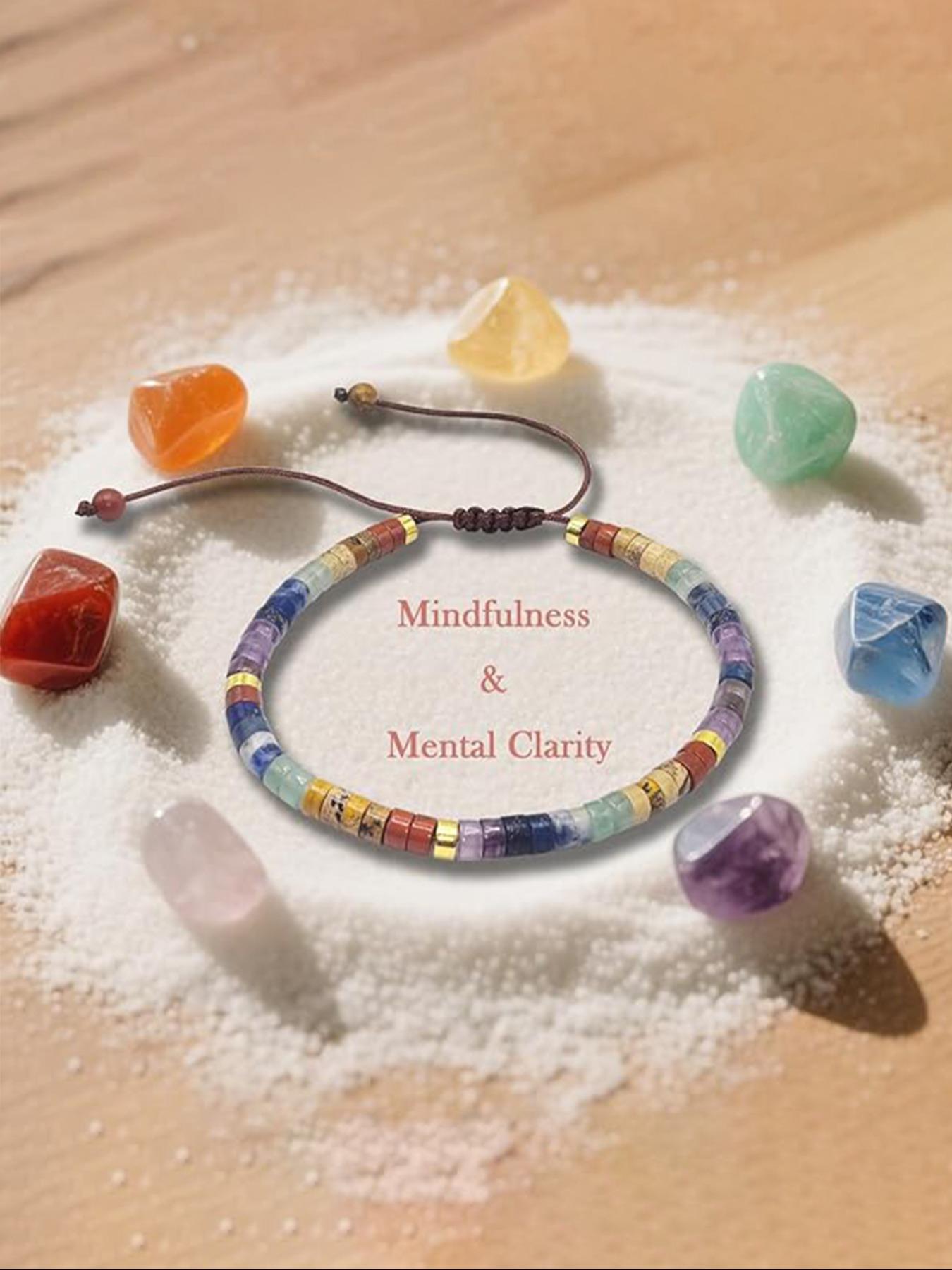 7 Chakra Bracelet Natural Stone Beaded Woven Healing for Women 