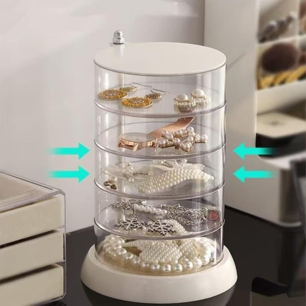 Rotatable Hair Accessory Storage Box, Large Capacity Desktop Organizer for Headbands, Elastic Bands, Clips, Jewelry, Essential Accessories Holder