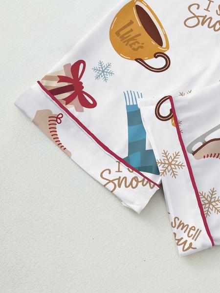 【Christmas Pajamas】Women's Christmas Pajama Set, Cozy Chic Long Sleeve Top & Elastic Waist Pants, Fitted Winter Sleepwear, Perfect Holiday Gift, Loungewear