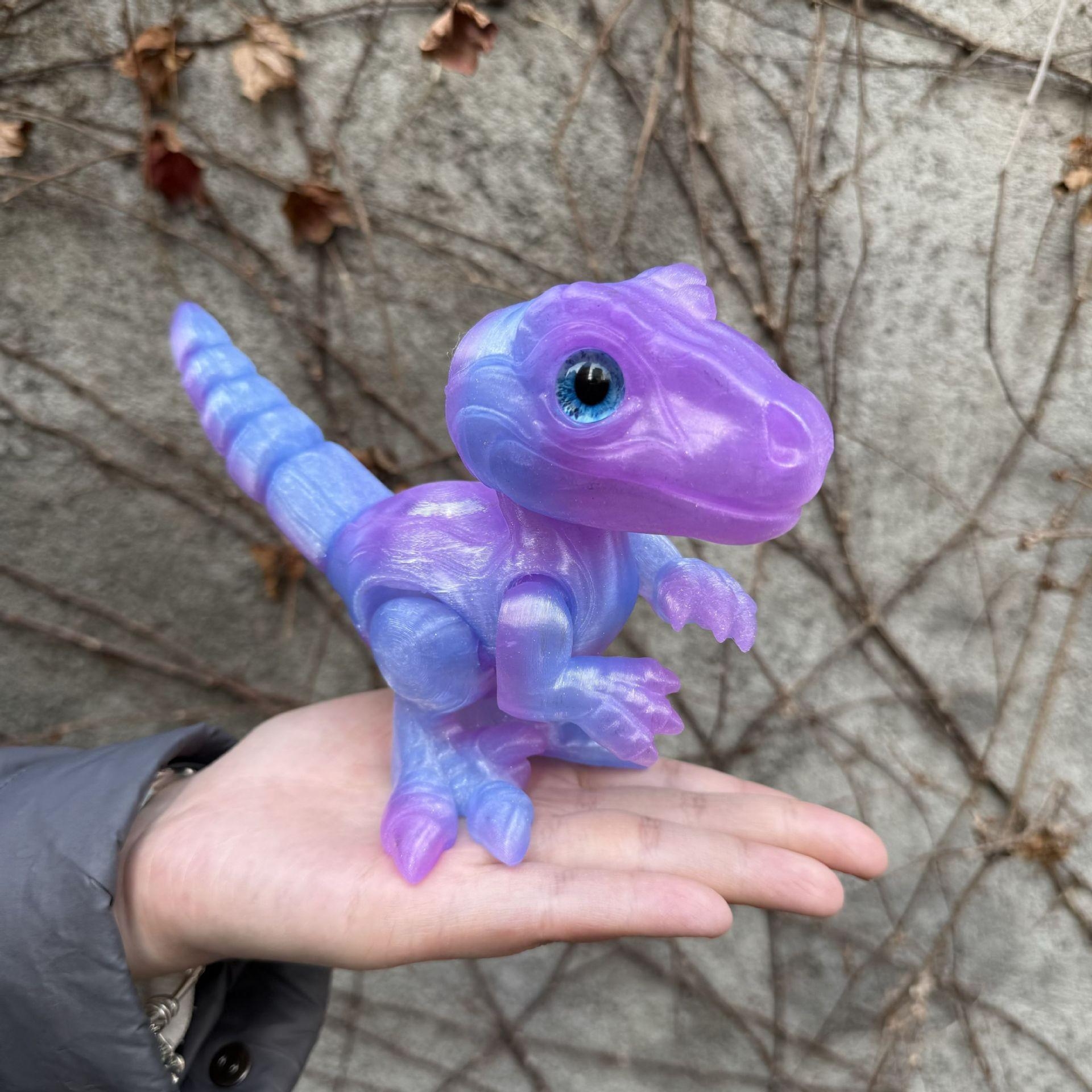 3D Printed Small Colorful Dragon Jointed Figure with Realistic Eyes, Artisanal Ornament, Collectible Doll, Decorative Craft