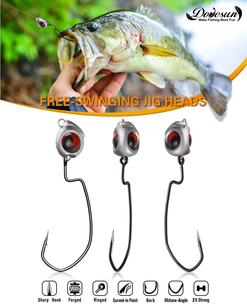 Swimbait Jig Head 12PCS Ned Rig Jig Heads Weedless Jig Heads with 3/0 Texas Rig Hooks for Bass Fishing 1/8 1/5 1/4 3/8oz 4 Sizes Mixed