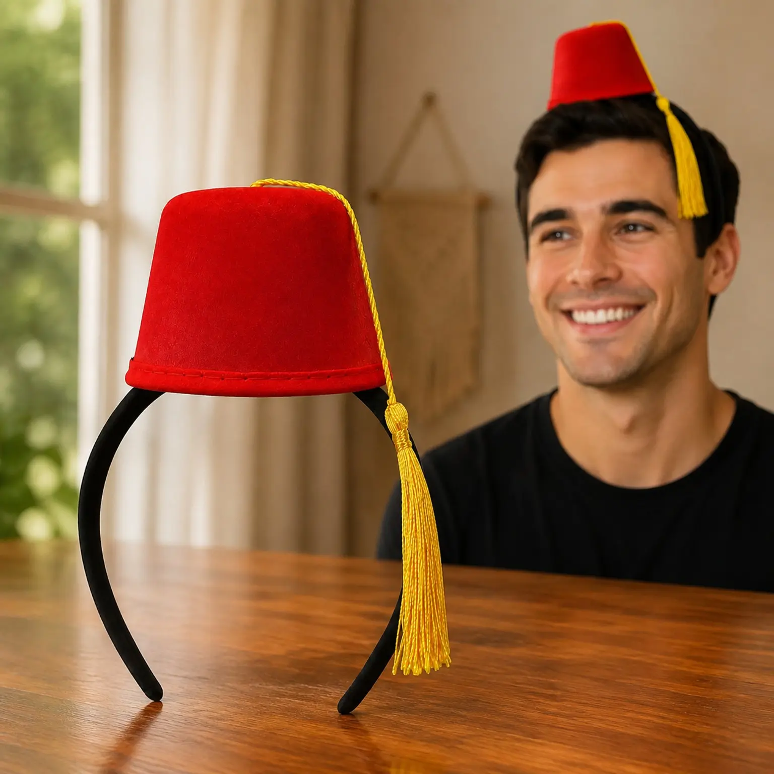 Red Fez Hat, Bell Hop Hats, Mini Hat Headband, Shriner Hat, Sultan Costume, Turkish Costume(Gift)