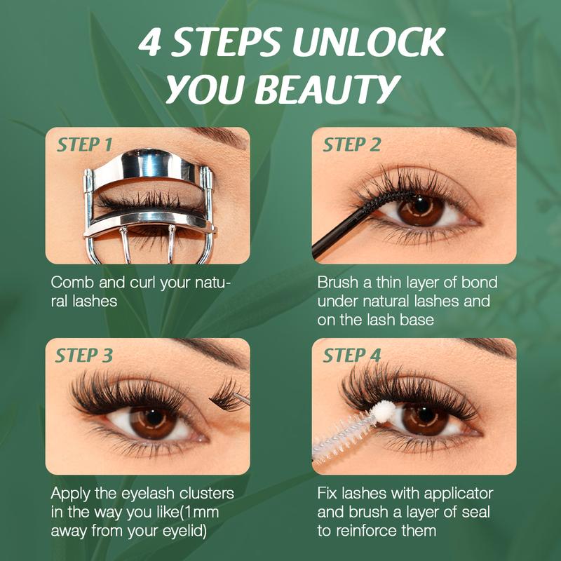 YOULUCK 5D Lash Clusters Individual Extensions Layered Fluffy Waterproof Windproof Long Lasting Ultra Thin Band Makeup for Girls Beginner Friendly Wispy Volume Set Lightweight Comfortable
