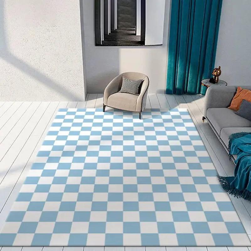 Black and White Checkerboard Flannel Area Rug - Classic Checkered Print Soft Mat for Living Room & Bedroom, Non-Slip Minimalist Home Decor #CheckerboardRug #BlackWhiteCheckMat #MinimalistHomeDecor #CheckeredCarpet #NonSlipFlannelRug