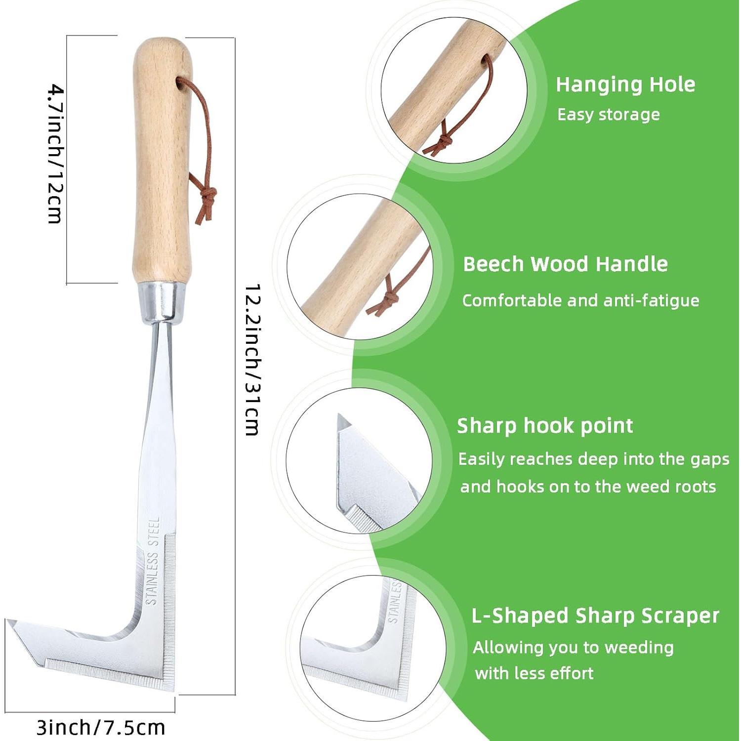 2026 Crack Weeder Tool , lawn mower tools Stainless Steel Manual Grass Puller with Beech Wood Handle for Sidewalk Driveways Patio Paver Narrow and Wall Gaps Garden 2026 Crack Weeder Tool , lawn mower tools Stainless Steel Manual Grass Puller with Beech Wood Handle for Sidewalk Driveways Patio Paver Narrow and Wall Gaps Garden