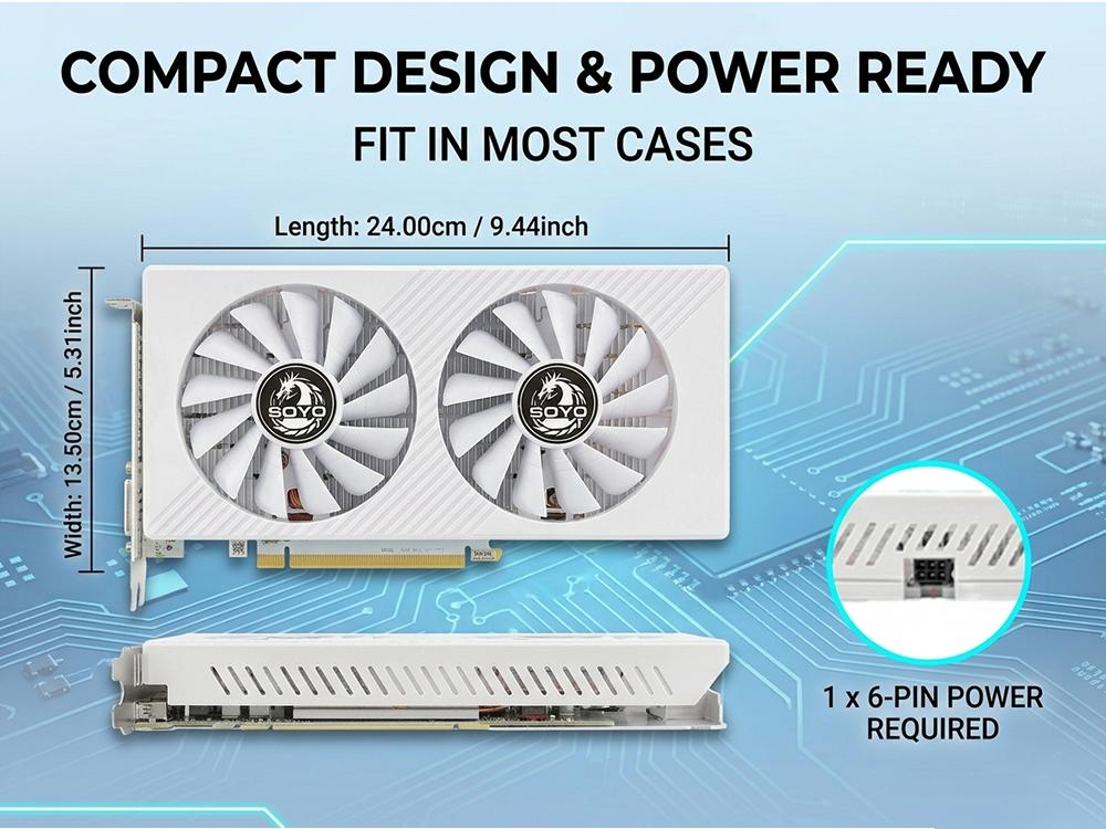 SOYO AMD Radeon RX580 Gaming Graphic Card with 8GB 256 Bit GDDR5 PCI Express x 16 3.0 Equipped with Dual Fans for Working,Gaming GPU, Dual Fan Cooling, Designed for Gaming, Work, and High-Performance Desktop PC Applications sohochic SOYO AMD Radeon RX580 Gaming Graphic Card with 8GB 256 Bit GDDR5 PCI Express x 16 3.0 Equipped with Dual Fans for Working,Gaming GPU, Dual Fan Cooling, Designed for Gaming, Work, and High-Performance Desktop PC Applications sohochic