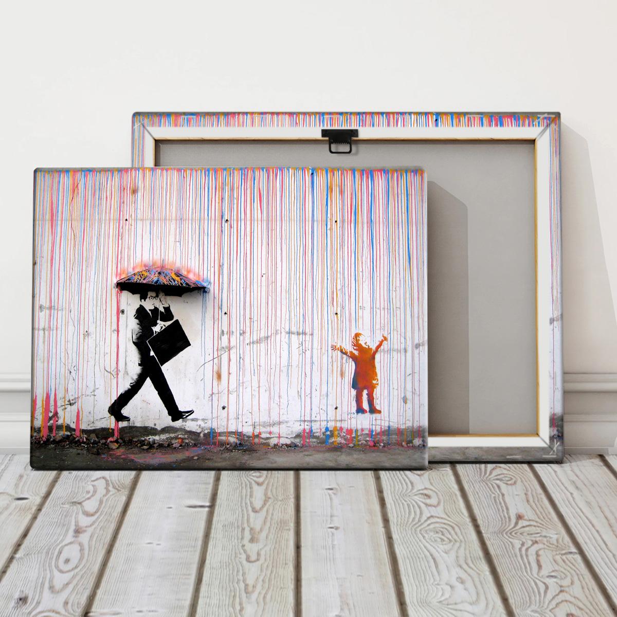 Banksy Style Street Art Poster, Modern Canvas Wall Decor, Solid Wood Frame, Waterproof Print, Ideal Gift, Affordable Home Decoration