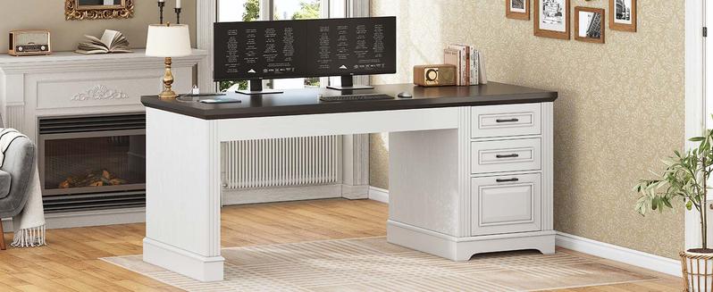 SEDETA 55-inch Executive Desk, Computer Desk with Electrical Outlet Sturdy and durable Furniture Luxury Office Modern Interior