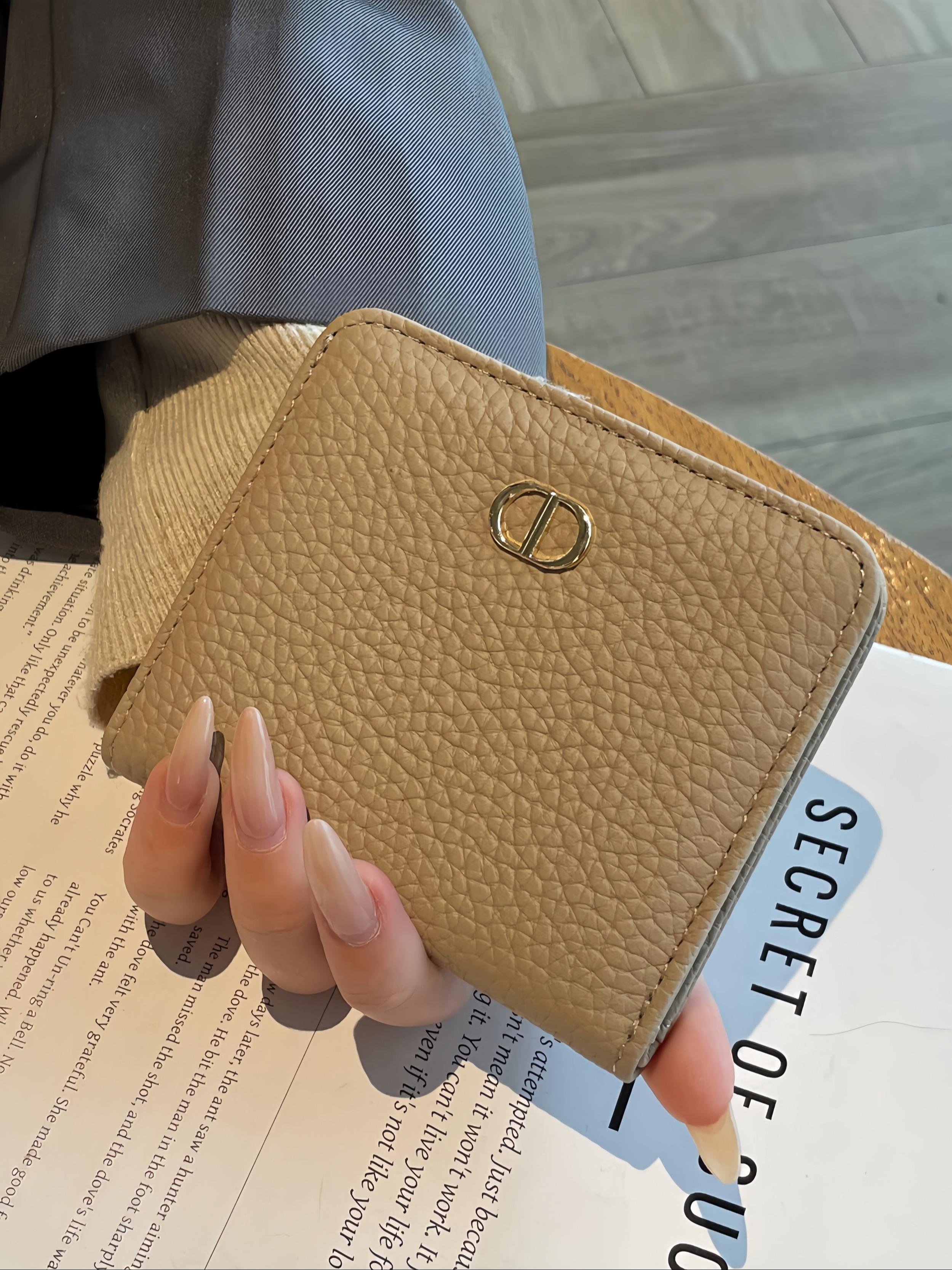 Women's Leather Wallet, Short Design, Genuine Cowhide, Ultra-Thin, Minimalist Style, Multi-Functional Foldable Coin Purse