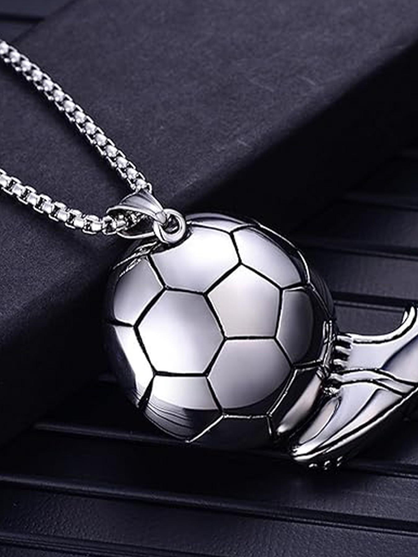 Spiritrain Soccer Ball Pendant Necklace, Stainless Steel Dainty Charm, 3D Soccer Sneaker Jewelry, Sports Lover Gift, Hip Hop Fashion