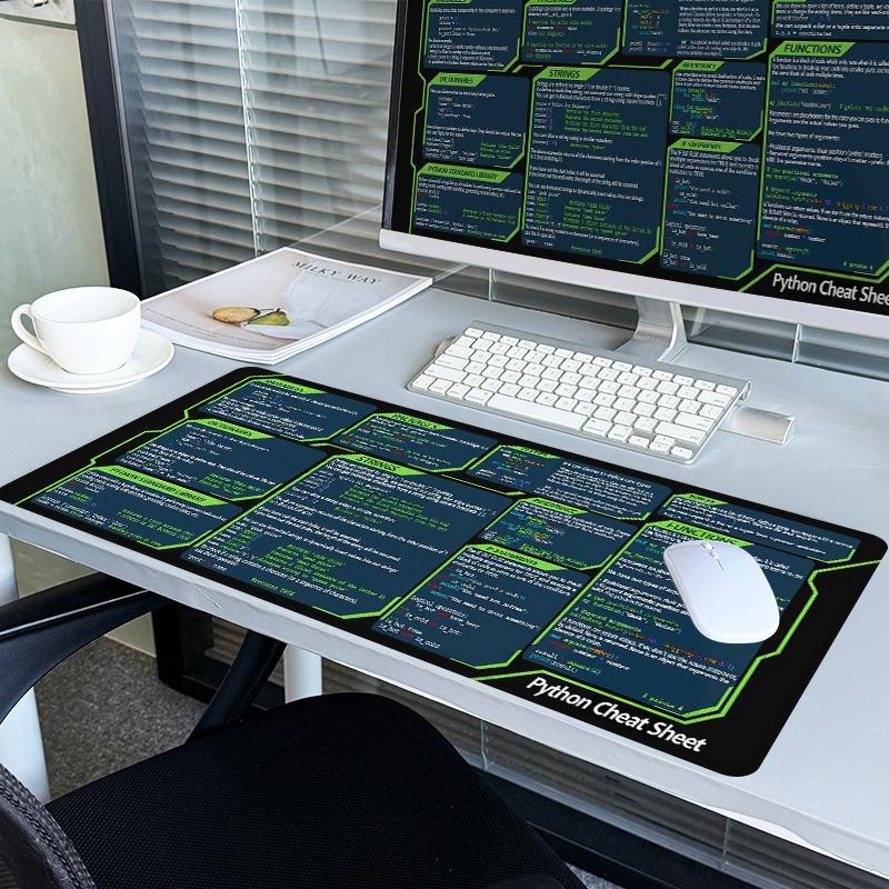 Python Cheat Sheet Desk Mat Gaming Mouse Pad XXL Extended Mouse Pad for Laptop Large Mouse Pad for Desk with Non-Slip Rubber Base Stitched Edges Surface for PC Gamers Office Workers & Home Use