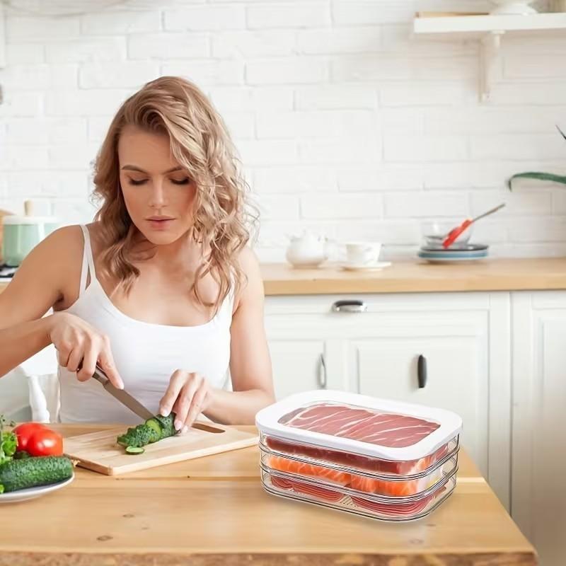 4 Layer Stackable Food Storage Containers, Refrigerator Organizer Box, Meat Preservation Box, Reusable Sealed Leak-Proof Design, Fridge Storage Container, Leakproof Container, Stackable Airtight