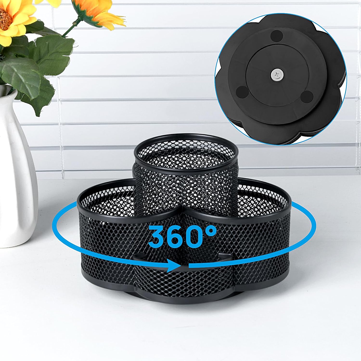 360 Rotating Pencil/Pen Holder for Desk in Black | Desk Organizers and Accessories