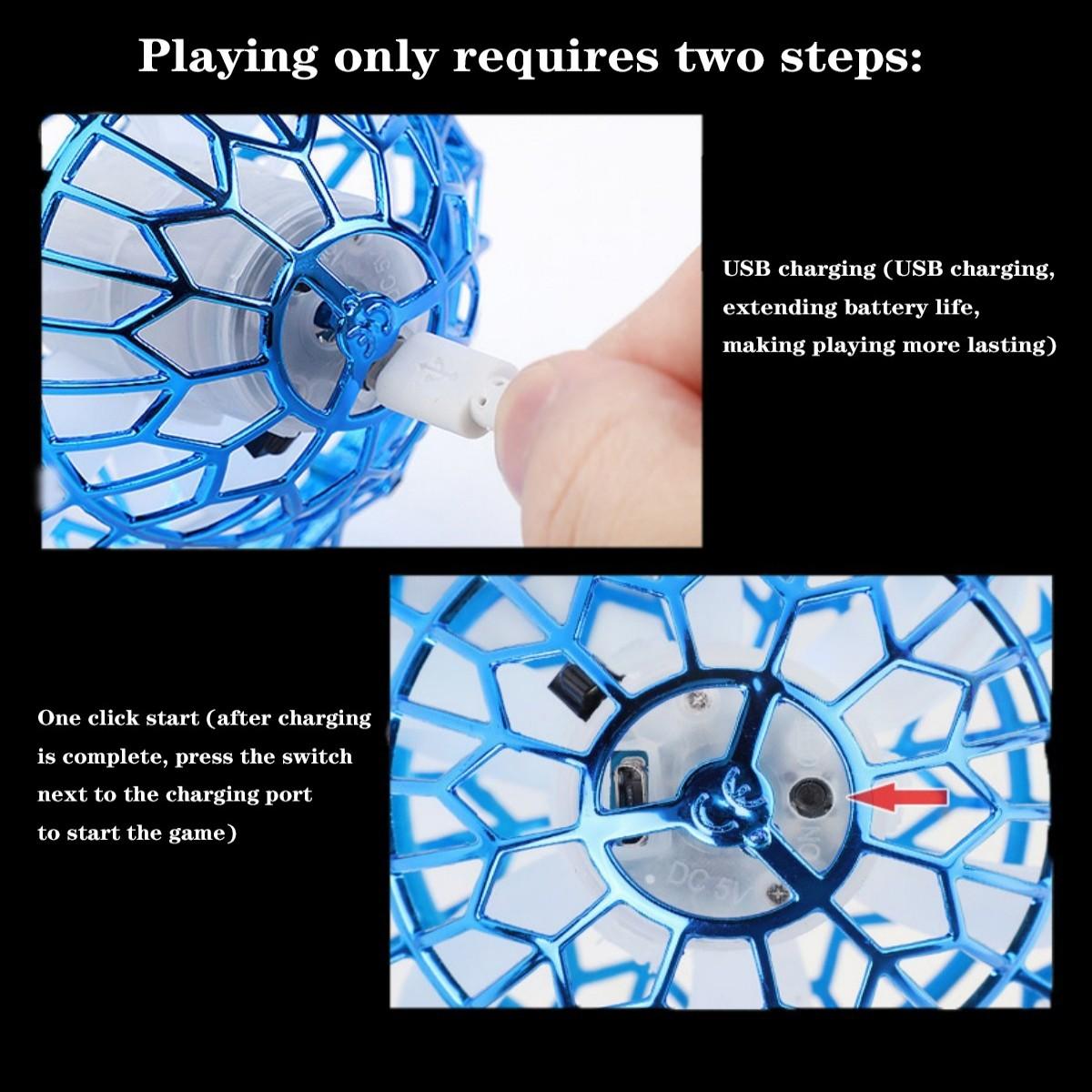 Smart Sensor Floating Gyroscope Ufo Light Up Spinning Ball Toy, Inertia String Toy for Boys and Girls, Indoor Outdoor Fun Interactive Game