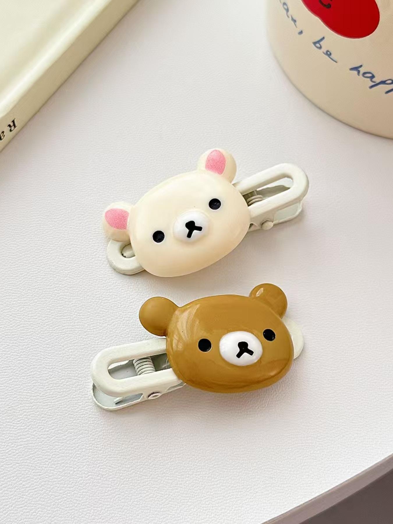 Cute Cartoon Bear Hair Clips Set, Sweet and Versatile, Girls Side Hair Accessories, 4 Pieces, Perfect for Daily Use