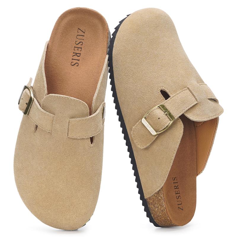 Men’s & Women’s Suede Clogs shoes,Adjustable Buckle Potato Shoes, Men’s Leather Mules, Cork Footbed Cushioned Sandals,