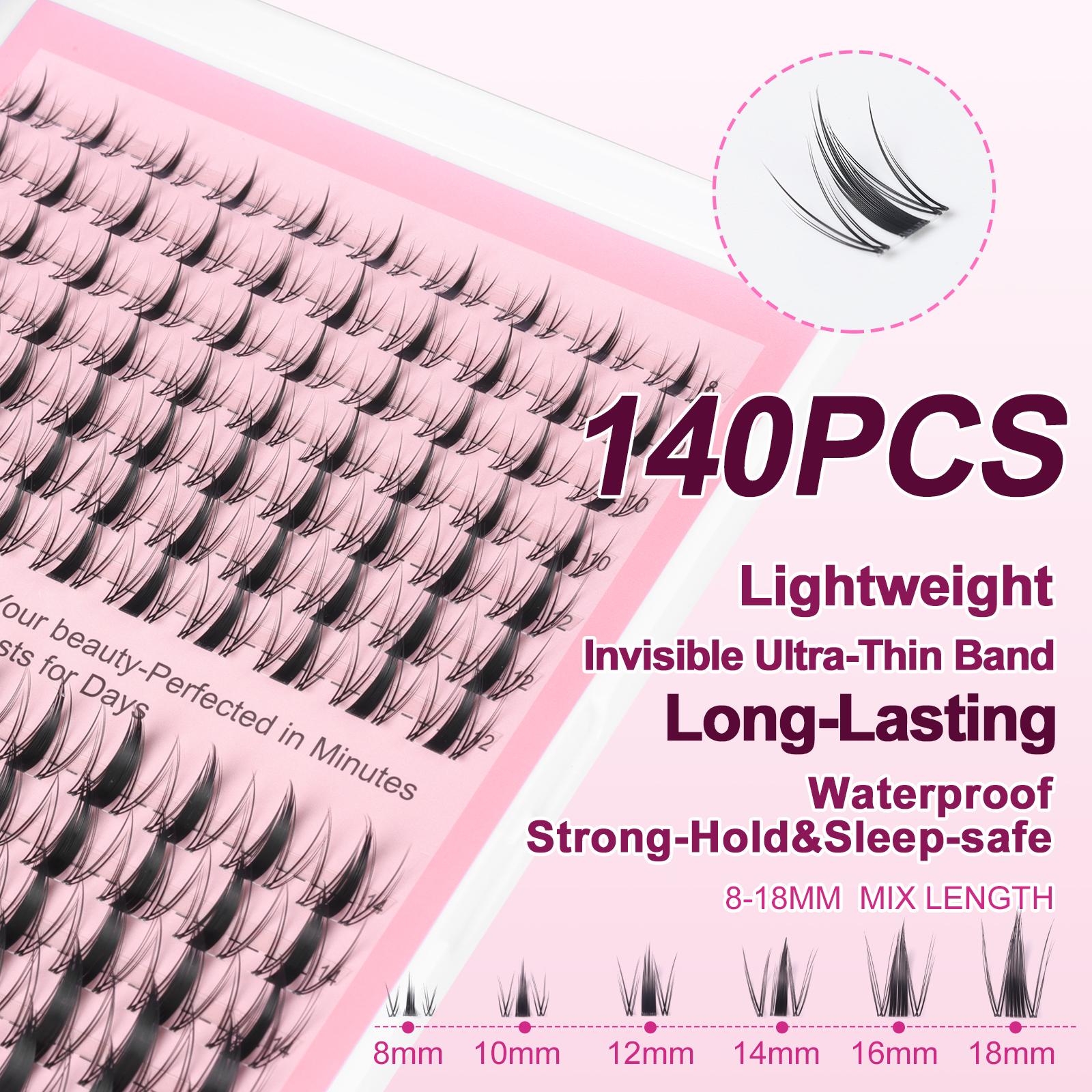 Natural Fairy| Kisslily Lashes Manga Spikey Lashes Cluster C Curl 168Pcs Ultra-Thin Invisible Band Individual Lash Clusters False Eyelashes Extension Wet Look Beginner Friendly Bond Seal Remover Makeup 8-18mm #TikTokShopBacktoSchool