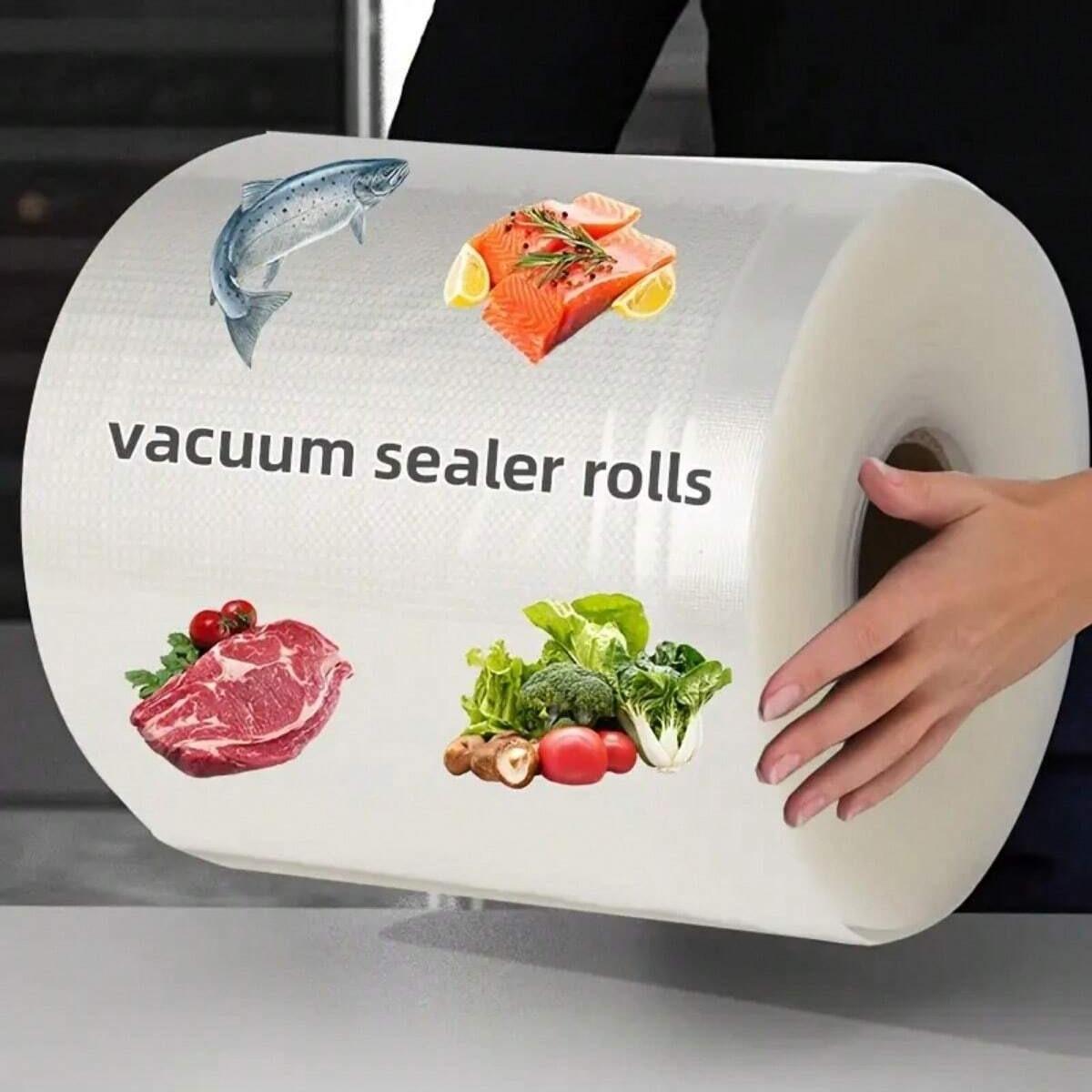 1500cm (590.55in) Extra-Long Food Packaging Bag Roll - PE+PA Material, Vacuum Sealer Bags for Optimal Kitchen Storage & Freshness, Ideal for Fish, Salmon, Meat, Fruits & Vegetables, Vacuum Sealing | Kitchen Essentials | Durable PE+Pa Material