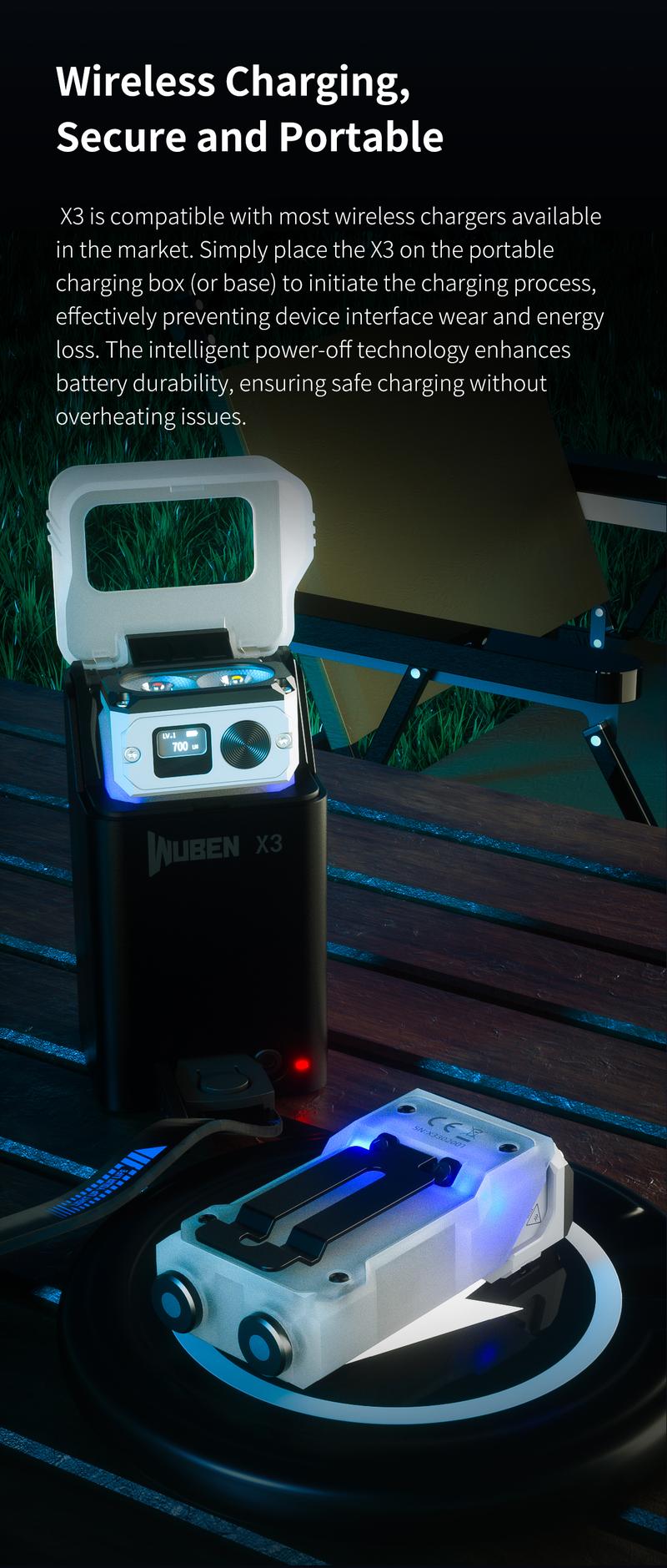 WUBEN X3 Mini Rechargeable Flashlight with Charging Base 180 Degree EDC Keychain Flashlight Twist Ip65 Waterproof Magnet Pocket Flashlight 10 Mode Type-C Lanyard for Camping, Outdoor,Inspection, Gift