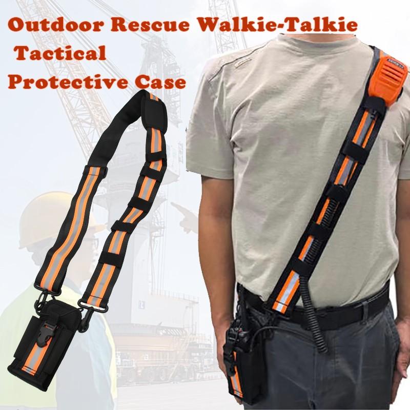 Firefighting Tactical Shoulder Strap Harness, Rescue Team Walkie Talkie Backpack, Universal Adjustable Shoulder Strap Radio Pouch, Walkie Talkie Holster For Portable Radio Holder protect Case