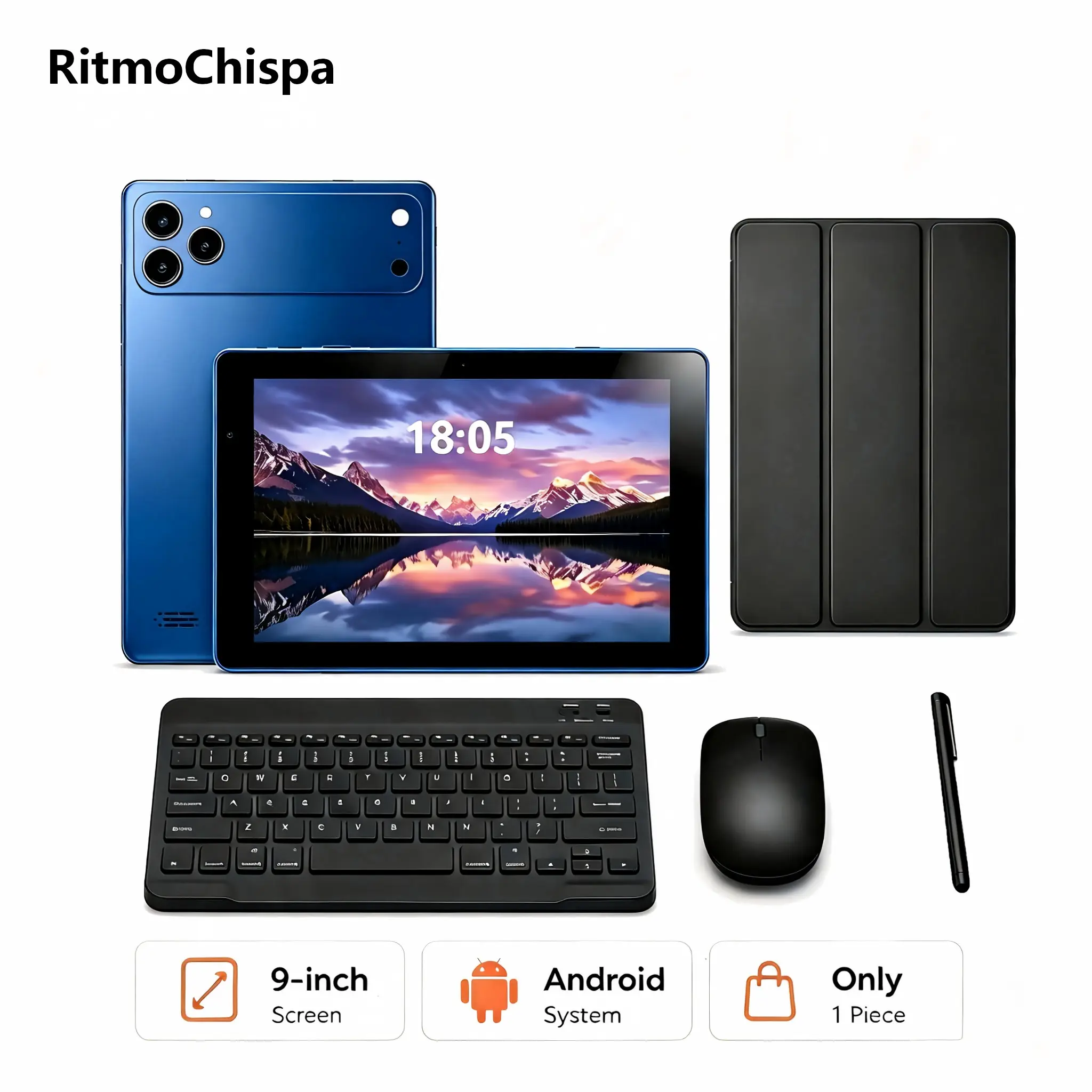 9 Inch Android Tablet, Portable, 16GB, SIM & TF Card Slot, 2-in-1, with Keyboard, Case, Mouse & Stylus, Dual Cameras, Multi-purpose & Flexible Connectivity