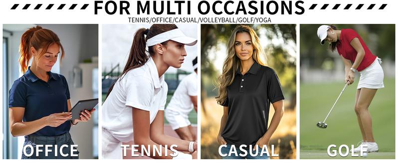 Female Polo Shirts UPF 50+ Sun Protection Short Sleeve Quick Dry Moisture-Wicking Golf Tennis Work Shirt 4 Button Collared Top Casual Outfits XS-4XL