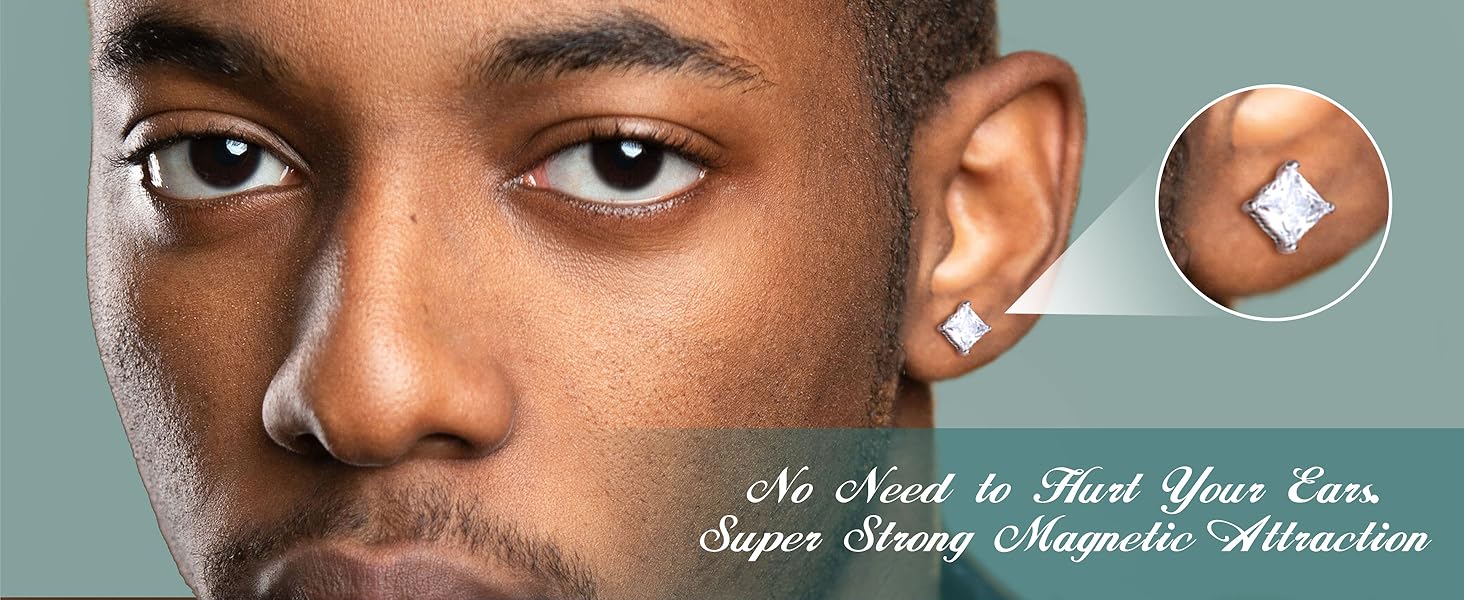 FASACCO 4 Pairs Stainless Steel Magnetic Stud Earrings for Men Women Non-piercing CZ Hypoallergenic 5-8MM